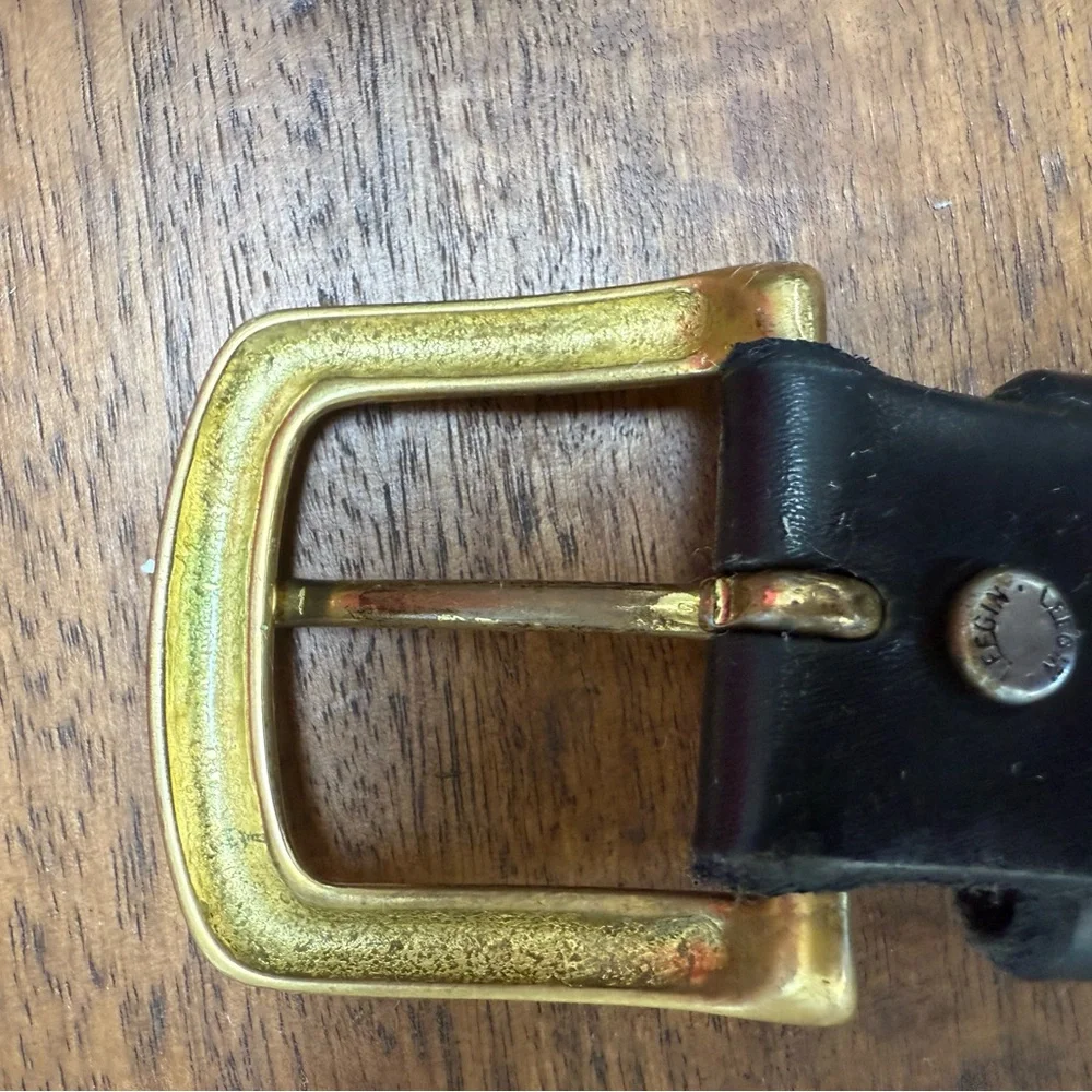 Leegin British Mens Black Leather Belt made in USA‎ Sz 50 fits 48